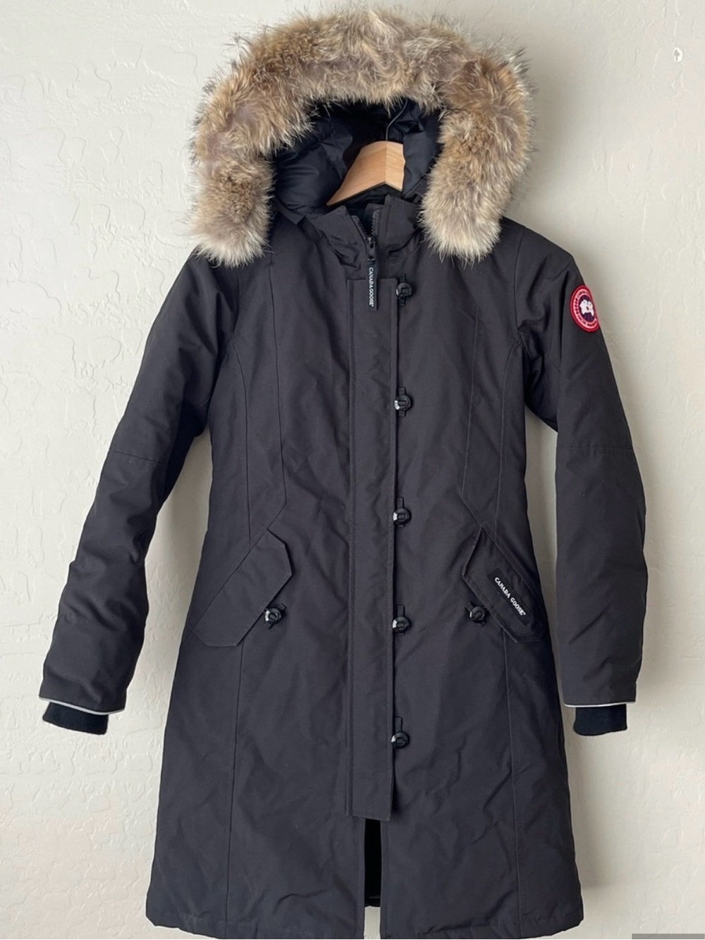 Canada Goose Black Long Parka with Faux Fur Trim Hood